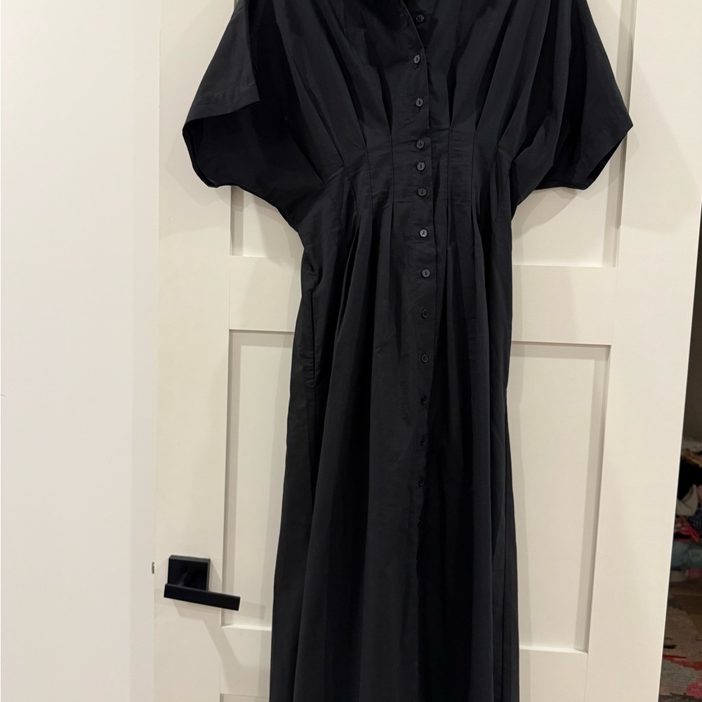 E quise Anthropologie Elegant Black Button-Down Dress